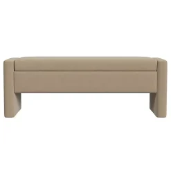 Kirklands Home Velvet Upholstered Modern Storage Bench Tan Hot