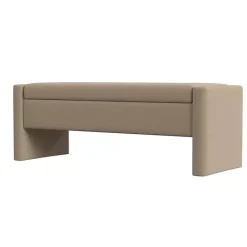 Kirklands Home Velvet Upholstered Modern Storage Bench Tan Hot