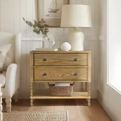 Kirklands Home Wood Turned Legs 2-Drawer Chest Tan Discount