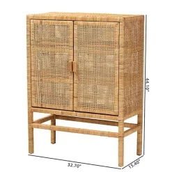 Kirklands Home Woven Rat and Wood Cabinet Tan