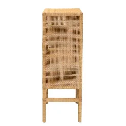 Kirklands Home Woven Rat and Wood Cabinet Tan