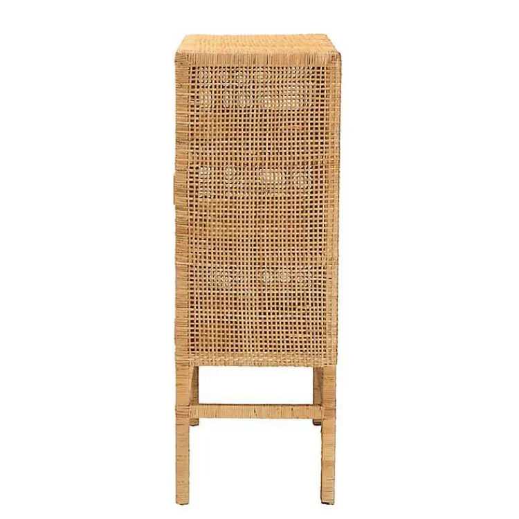 Kirklands Home Woven Rat and Wood Cabinet Tan