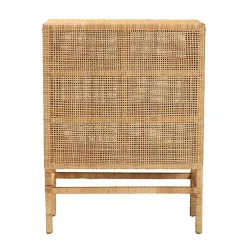 Kirklands Home Woven Rat and Wood Cabinet Tan