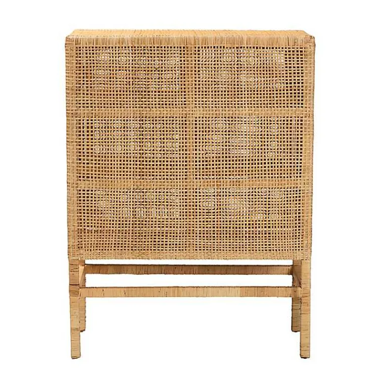 Kirklands Home Woven Rat and Wood Cabinet Tan