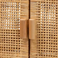 Kirklands Home Woven Rat and Wood Cabinet Tan