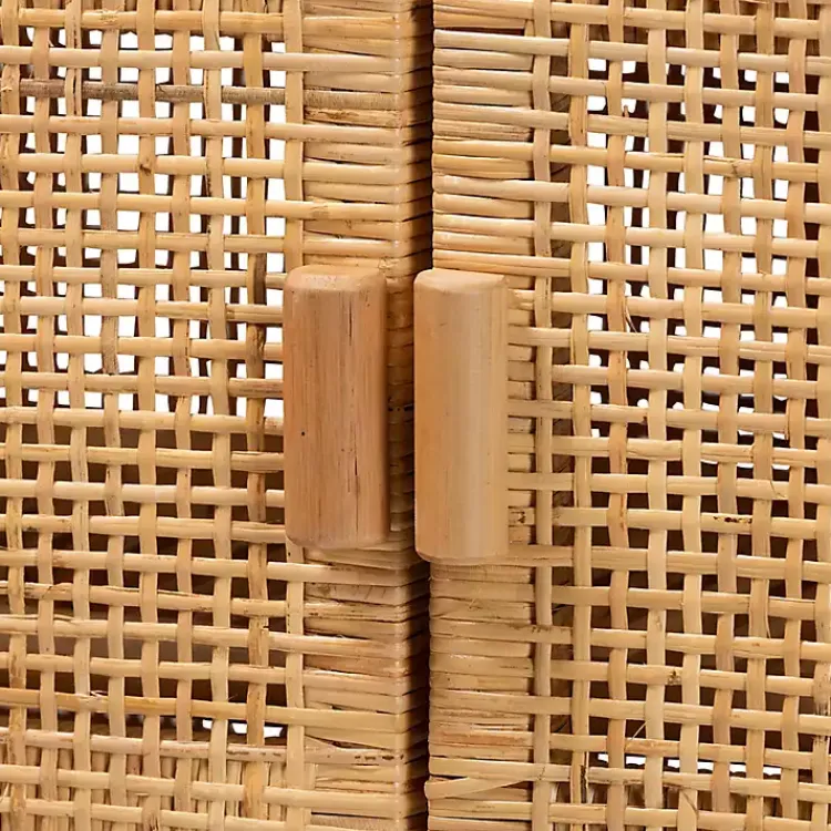 Kirklands Home Woven Rat and Wood Cabinet Tan