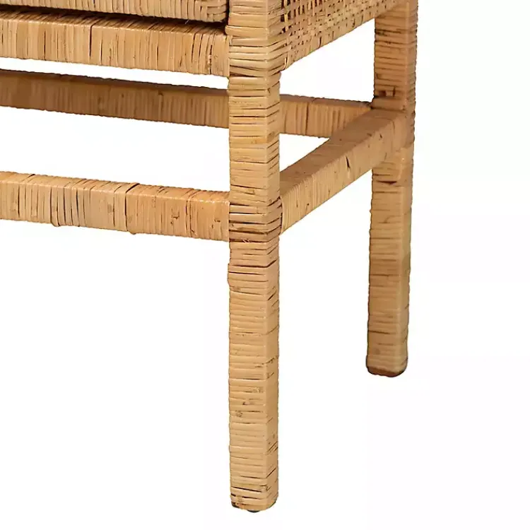 Kirklands Home Woven Rat and Wood Cabinet Tan