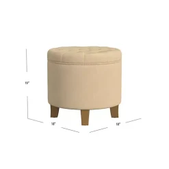 Kirklands Home Woven Upholstered Tufted Storage Ottoman Tan Clearance