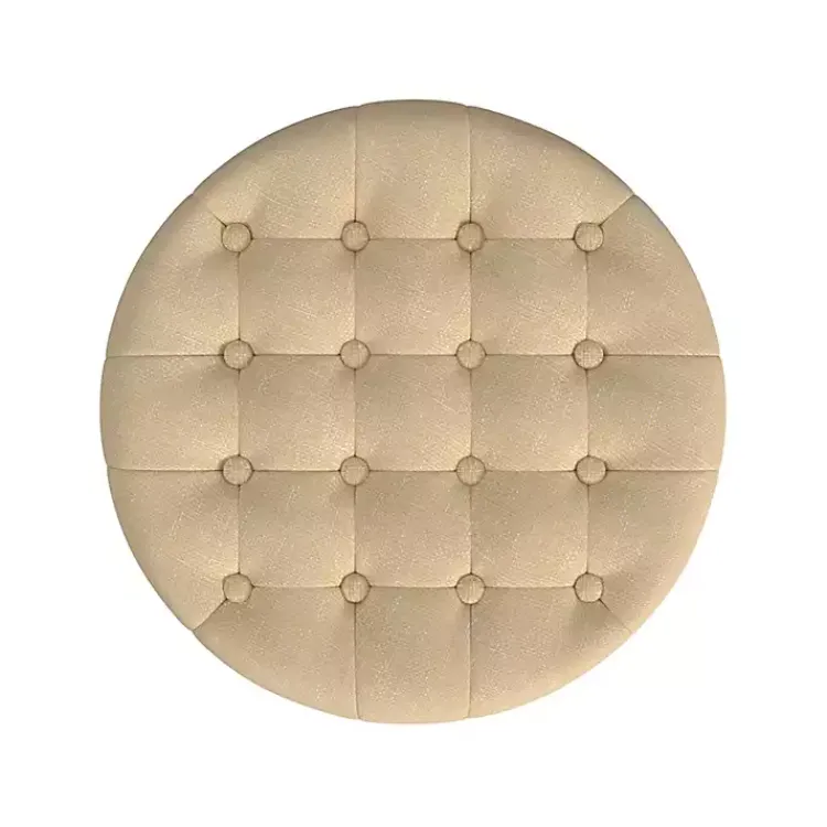 Kirklands Home Woven Upholstered Tufted Storage Ottoman Tan Clearance