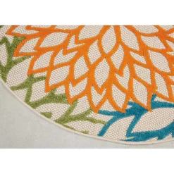 Kirklands Home Tangerine Floral Burst Round Outdoor Area Rug Online
