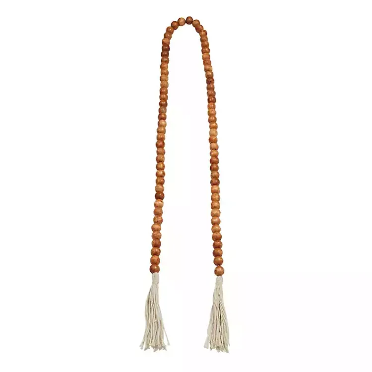 Decorative Accents>Kirklands Home Tasseled Wood Beaded Garland Brown