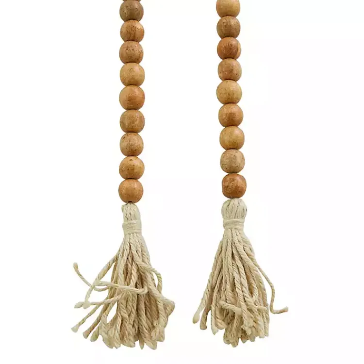 Decorative Accents>Kirklands Home Tasseled Wood Beaded Garland Brown
