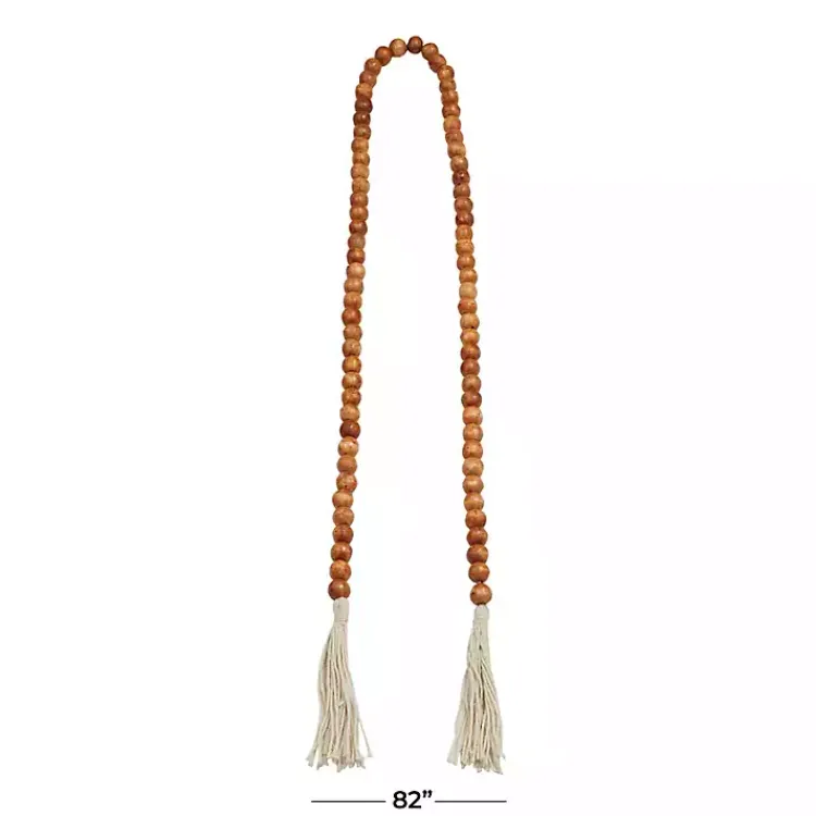 Decorative Accents>Kirklands Home Tasseled Wood Beaded Garland Brown