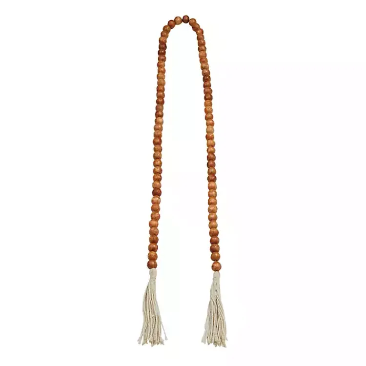 Decorative Accents>Kirklands Home Tasseled Wood Beaded Garland Brown