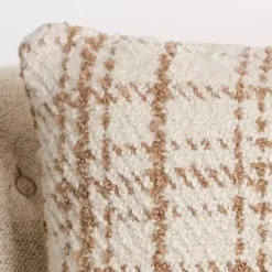 Pillows>Kirklands Home Taupe and White Boucle Plaid Pillow
