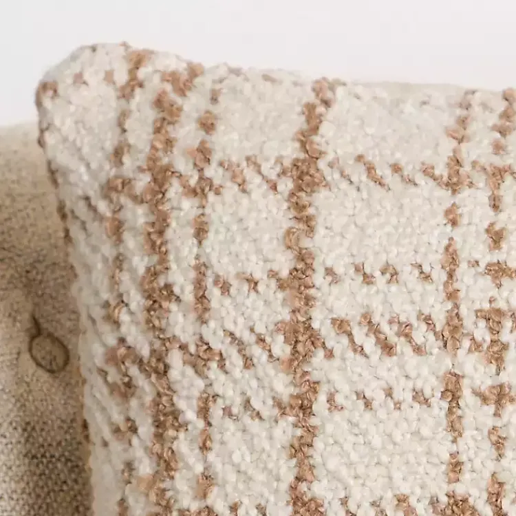 Pillows>Kirklands Home Taupe and White Boucle Plaid Pillow