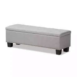 Kirklands Home Taupe Button-Tufted Upholstered Storage Bench Tan Best