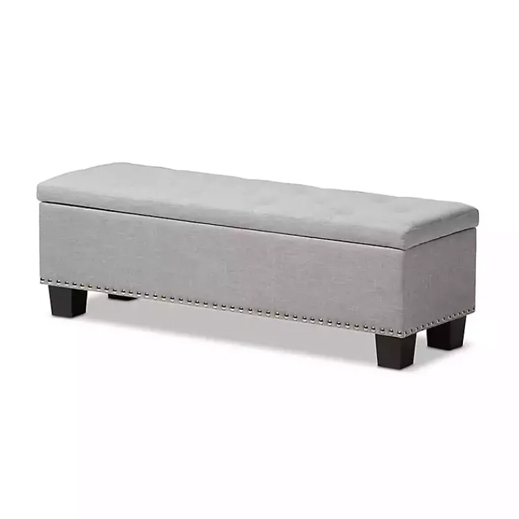 Kirklands Home Taupe Button-Tufted Upholstered Storage Bench Tan Best