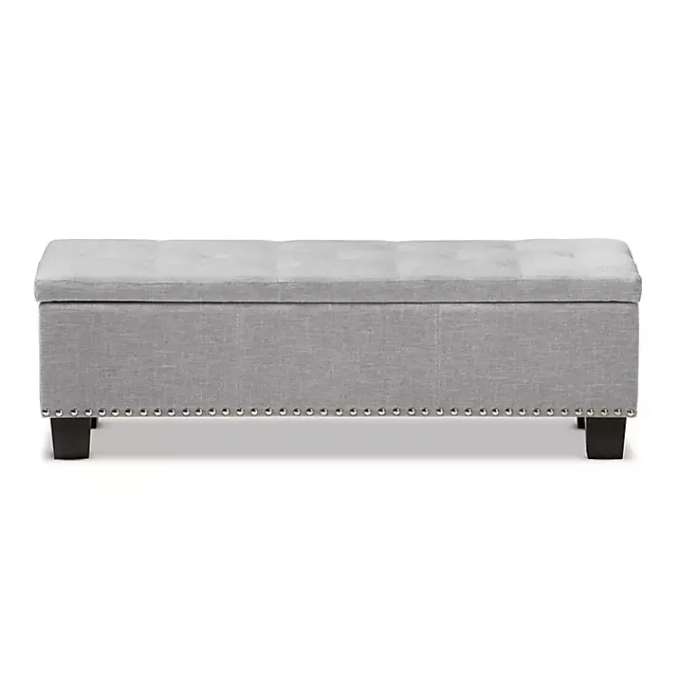 Kirklands Home Taupe Button-Tufted Upholstered Storage Bench Tan Best