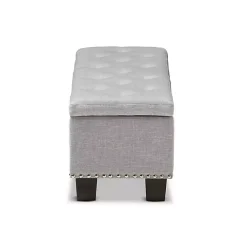 Kirklands Home Taupe Button-Tufted Upholstered Storage Bench Tan Best