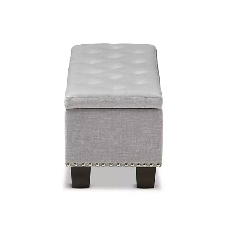 Kirklands Home Taupe Button-Tufted Upholstered Storage Bench Tan Best
