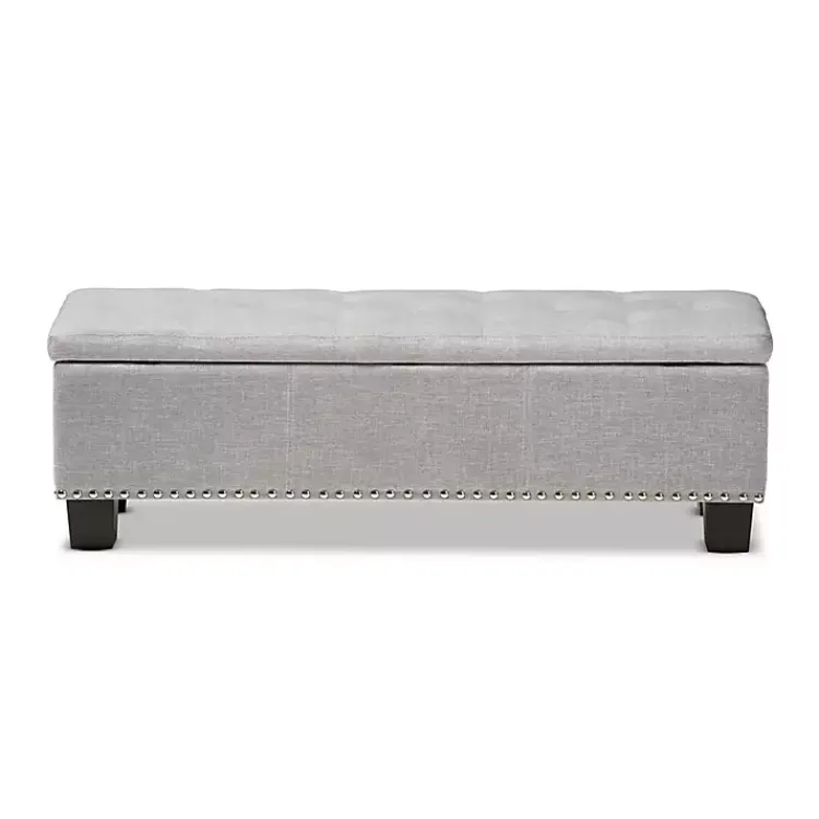Kirklands Home Taupe Button-Tufted Upholstered Storage Bench Tan Best