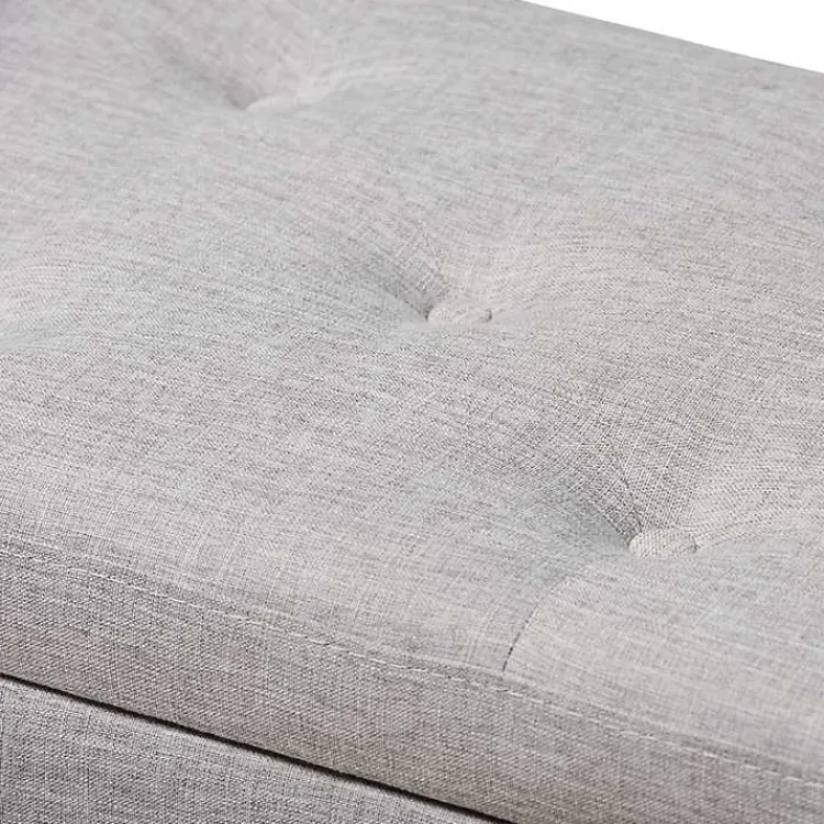 Kirklands Home Taupe Button-Tufted Upholstered Storage Bench Tan Best