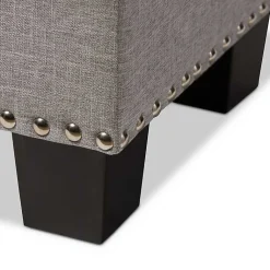 Kirklands Home Taupe Button-Tufted Upholstered Storage Bench Tan Best
