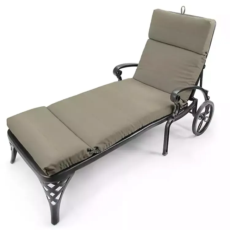 Kirklands Home Taupe Canvas French Edge Outdoor Chaise Cushion Tan Hot