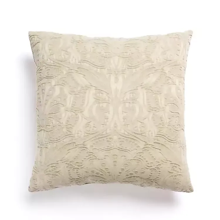 Pillows>Kirklands Home Taupe Chenille Damask Throw Pillow Tan