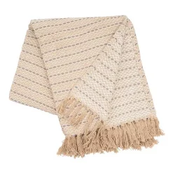 Blankets & Throws>Kirklands Home Taupe Chevron and Dash Throw Tan