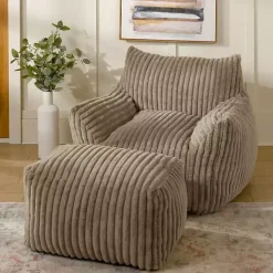 Kirklands Home Taupe Comfy Foam Lounge Ottoman Brown
