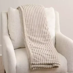 Blankets & Throws>Kirklands Home Taupe Corduroy Berber Throw Tan
