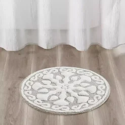 Kirklands Home Taupe Cotton Tufted Medallion Bath Mat, 25 in. Tan