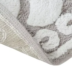 Kirklands Home Taupe Cotton Tufted Medallion Bath Mat, 25 in. Tan