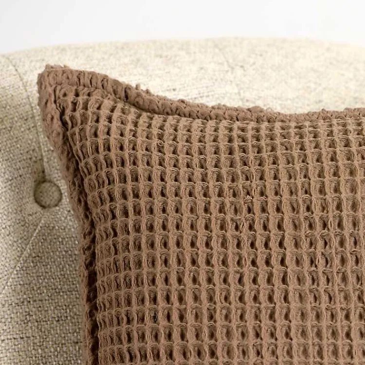 Pillows>Kirklands Home Taupe Cozy Waffle Pillow Brown