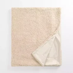 Blankets & Throws>Kirklands Home Taupe Curly Faux Lamb Fur Throw Tan