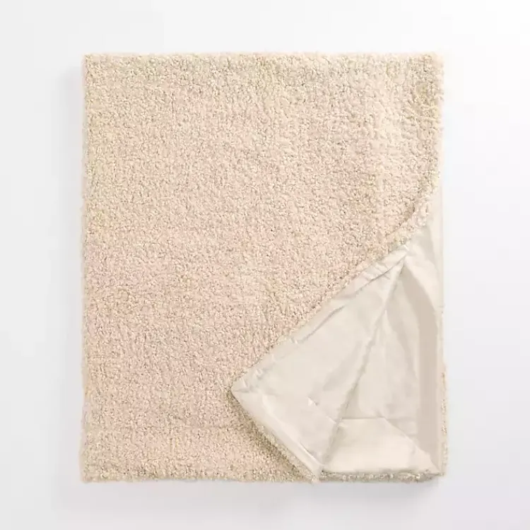Blankets & Throws>Kirklands Home Taupe Curly Faux Lamb Fur Throw Tan