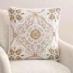 Pillows>Kirklands Home Taupe Embroidered Claudia Pillow Tan