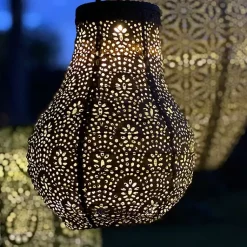 Kirklands Home Taupe Fan Bulb Hanging LED Outdoor Lantern Tan Online