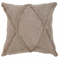 Pillows>Kirklands Home Taupe Fringe Diamond Pillow, 20 in. Tan