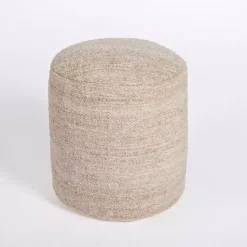 Poufs & Floor Cushions>Kirklands Home Taupe Handwoven Textured Boucle Pouf Tan