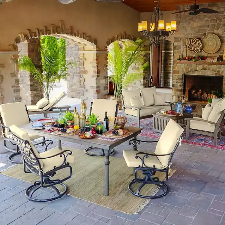 Kirklands Home Taupe Leala Texture Outdoor Chaise Cushion Tan Clearance