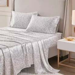 Kirklands Home Taupe Leopard Print Satin 4-pc. Full Sheet Set New