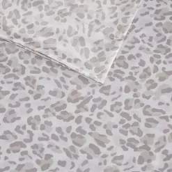 Kirklands Home Taupe Leopard Print Satin 4-pc. Full Sheet Set New