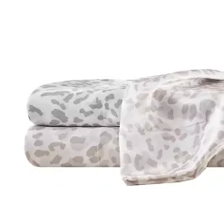 Kirklands Home Taupe Leopard Print Satin 4-pc. King Sheet Set Outlet