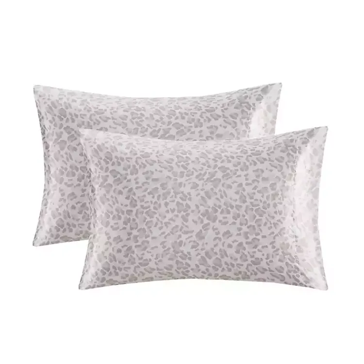 Kirklands Home Taupe Leopard Satin King 2-pc. Pillow Case Set New
