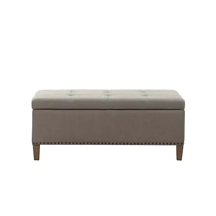 Kirklands Home Taupe Linen Button Tufted Storage Bench Tan Best