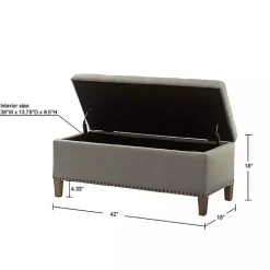 Kirklands Home Taupe Linen Button Tufted Storage Bench Tan Best