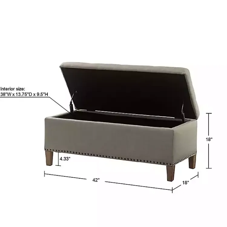 Kirklands Home Taupe Linen Button Tufted Storage Bench Tan Best